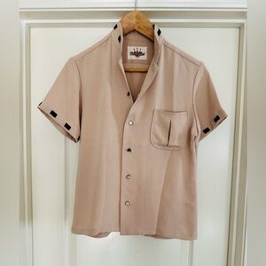 Elvis 50s Style Japanese Repro Mandarin Collar Rockabilly VLV Shirt 1950s